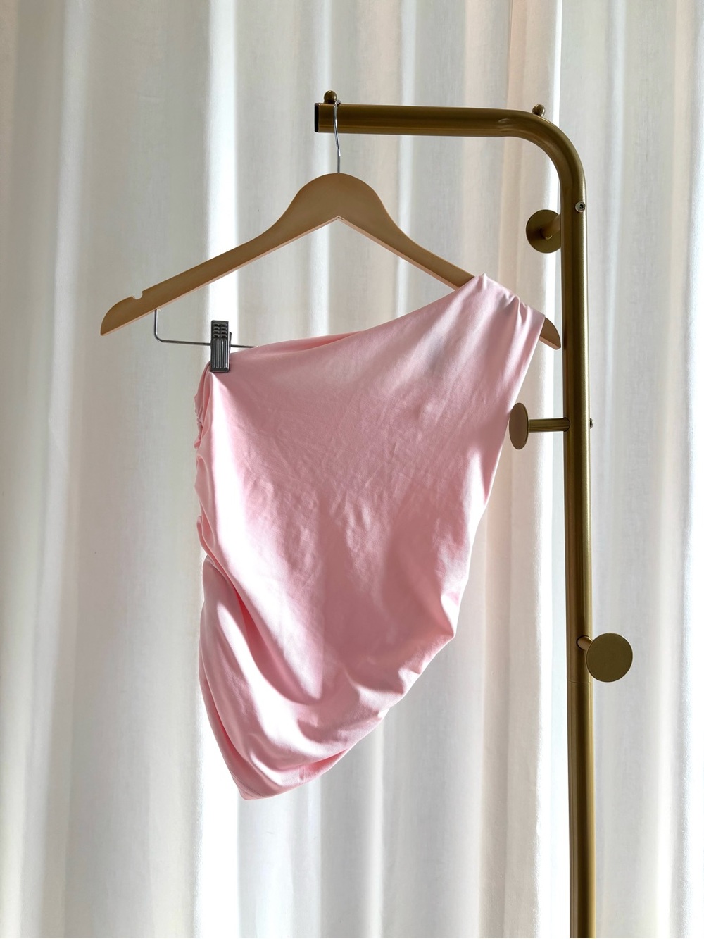 Light Pink One-Shoulder Top - small mark on sleeve